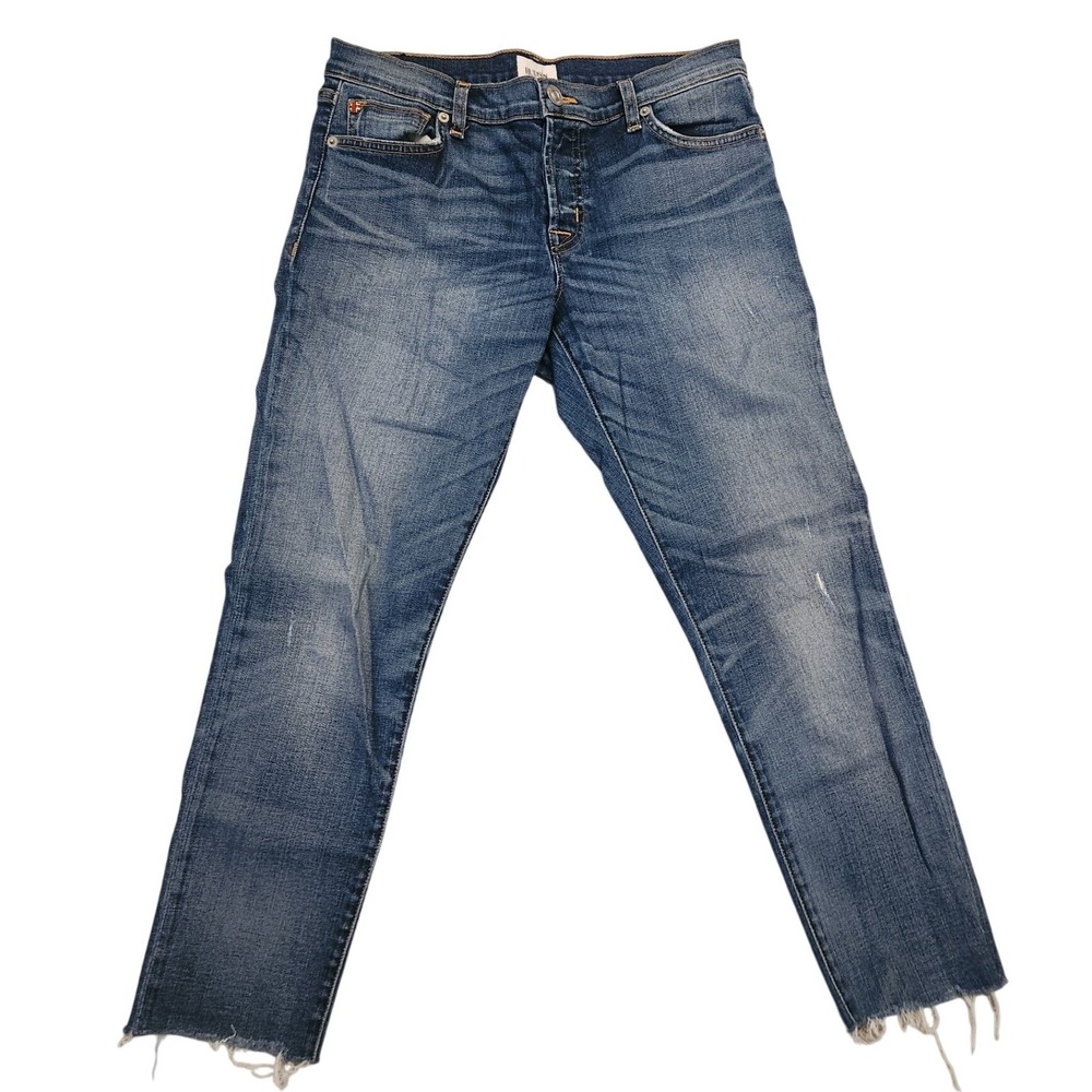 Hudson Jeans Womens Button Fly Raw Hem Denim Blue Medium Wash Size 26 RN107906